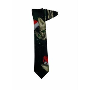 Life Of The Party Cat Christmas Moon Outer Space Novelty Necktie Santa Claus
